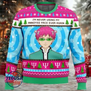 I’m Never Using The Disastrous Life of Saiki K Ugly Christmas Sweater