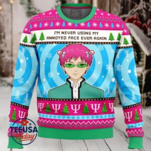 I’m Never Using The Disastrous Life of Saiki K Ugly Christmas Sweater
