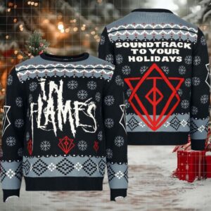 In Flames Soundtrack To Your Holidays Big Logo Snowflakes Pattern Ugly Christmas Sweater