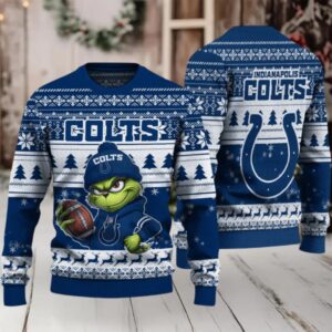 Indianapolis Colts Grinch With Ball Ugly Christmas Sweaters