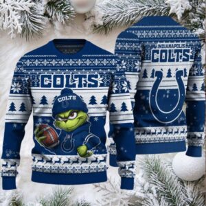 Indianapolis Colts Grinch With Ball Ugly Christmas Sweaters