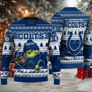 Indianapolis Colts Grinch With Ball Ugly Christmas Sweaters