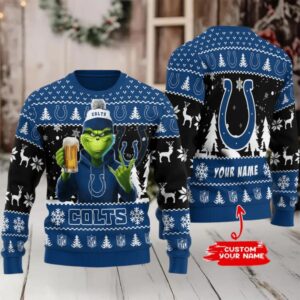 Indianapolis Colts Grinch With Beer Ugly Christmas Sweater