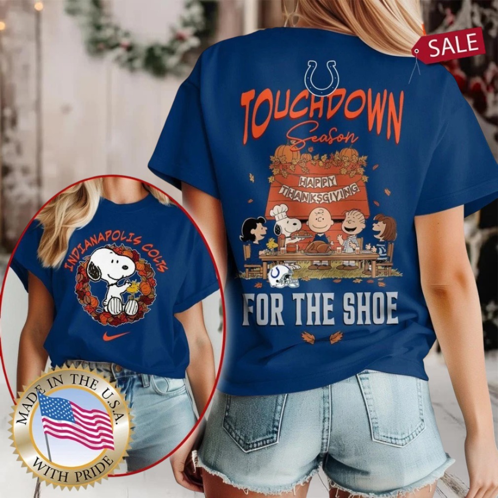 Indianapolis Colts NFL Snoopy Peanuts Touchdown Season Happy Thanksgiving Shirt front design