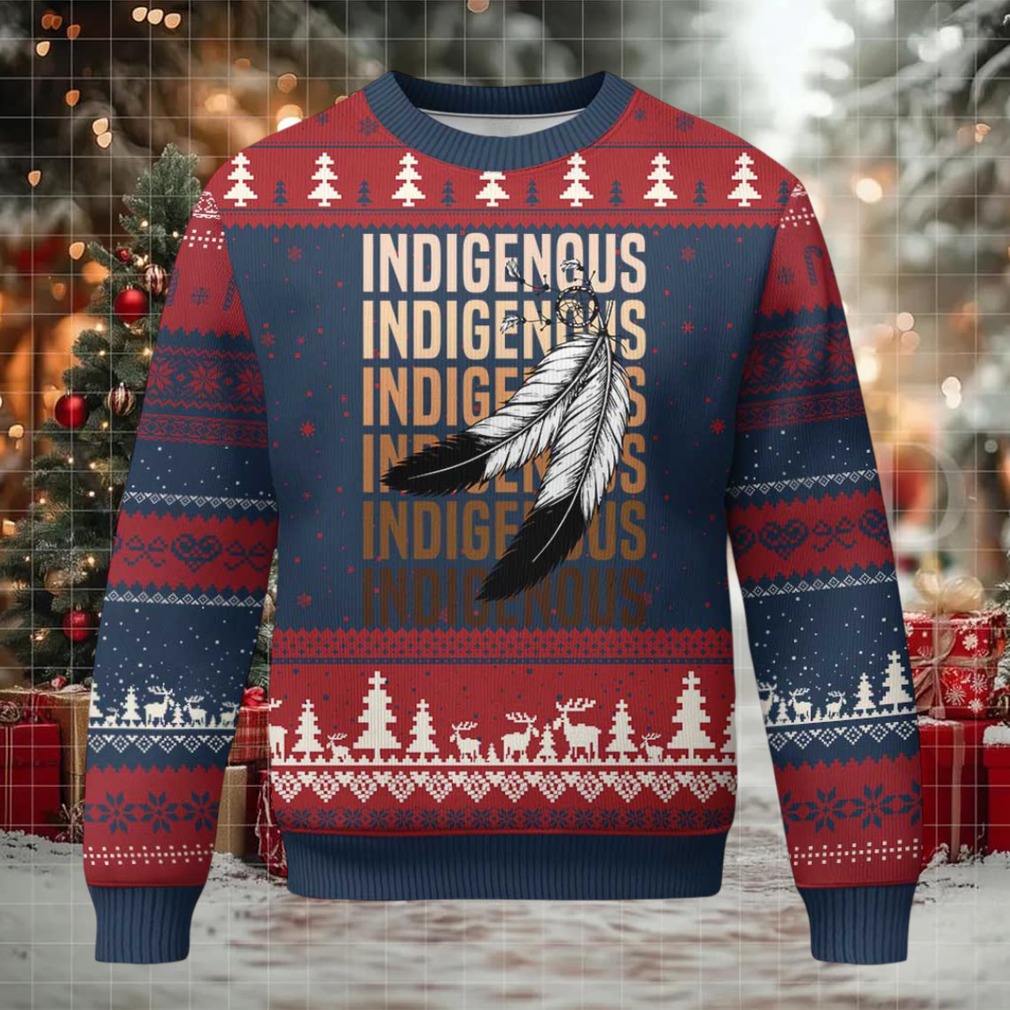 Indigenous Pride Ugly Christmas Sweater Native American Heritage Feathers Dreamcatcher
