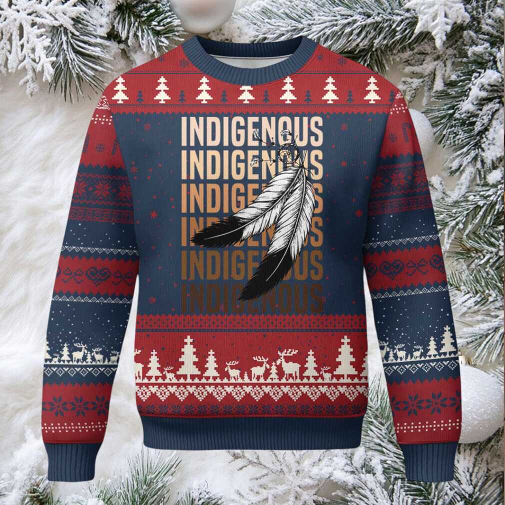 Indigenous Pride Ugly Christmas Sweater Native American Heritage Feathers Dreamcatcher