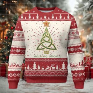 Irish Gaelic Christmas Nollaig Shona Ugly Christmas Sweater Celtic Knot Christmas Tree