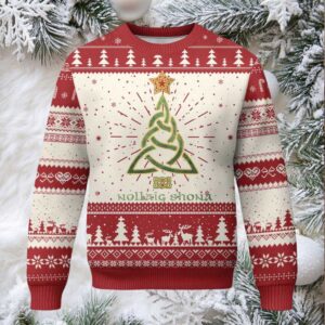 Irish Gaelic Christmas Nollaig Shona Ugly Christmas Sweater Celtic Knot Christmas Tree