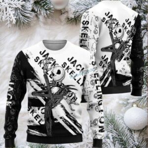 Jack Skellington Ugly Christmas Sweater Crazy Black White