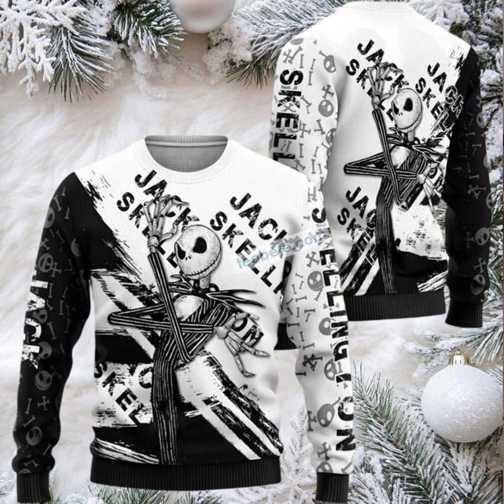 Jack Skellington Ugly Christmas Sweater Crazy Black White Jack Skellington Ugly Christmas Sweater Crazy Black White