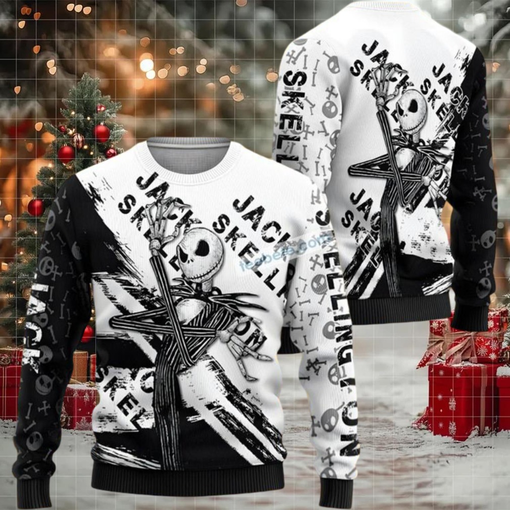 Jack Skellington Ugly Christmas Sweater Crazy Black White Jack Skellington Ugly Christmas Sweater Crazy Black White