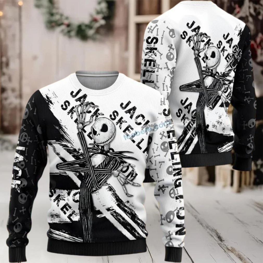 Jack Skellington Ugly Christmas Sweater Crazy Black White Jack Skellington Ugly Christmas Sweater Crazy Black White