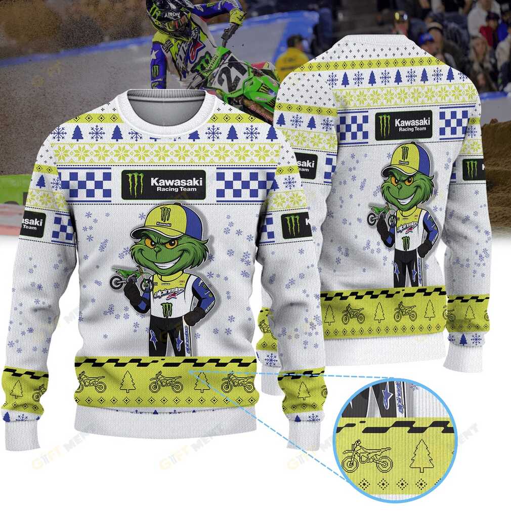 Jason Anderson Monster Energy Kawasaki Grinch Ugly Christmas Sweater front view
