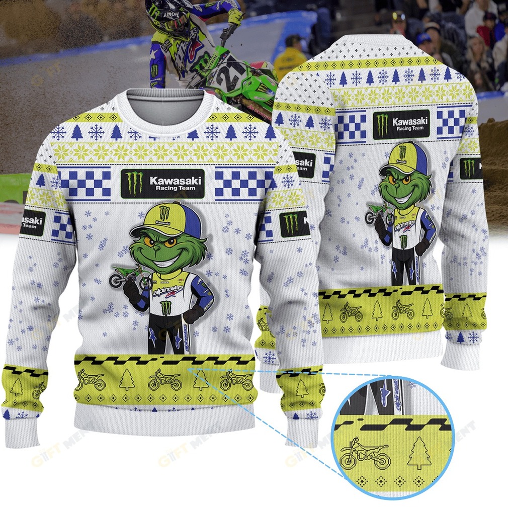 Jason Anderson Monster Energy Kawasaki Grinch Ugly Christmas Sweater detail view