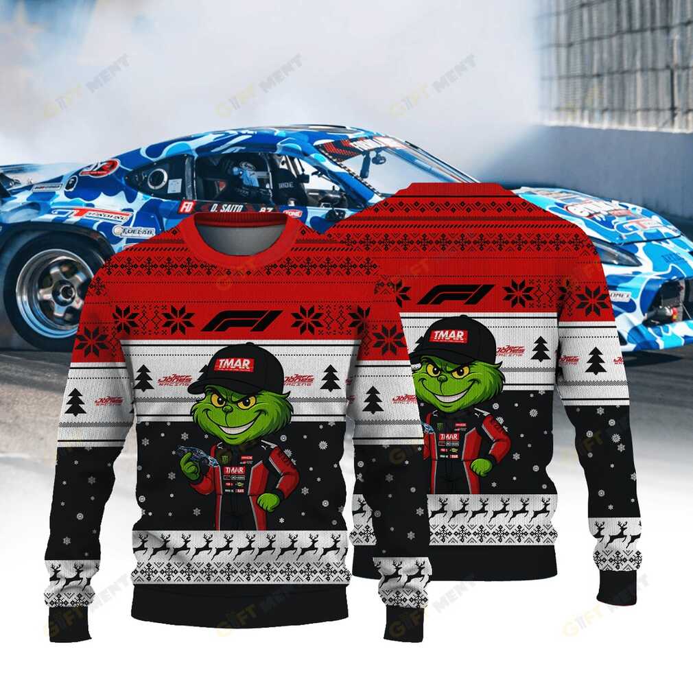 Jerry Yang Racing Daigo Saito Grinch Ugly Christmas Sweater front view