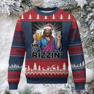 Jesus Xmas Ugly Christmas Sweater Funny Drinking Beer Xmas Holiday