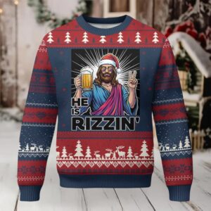Jesus Xmas Ugly Christmas Sweater Funny Drinking Beer Xmas Holiday