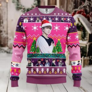 Jungkook Bts Ugly Christmas Sweater Pink Amazing Gift Idea Thanksgiving Gift