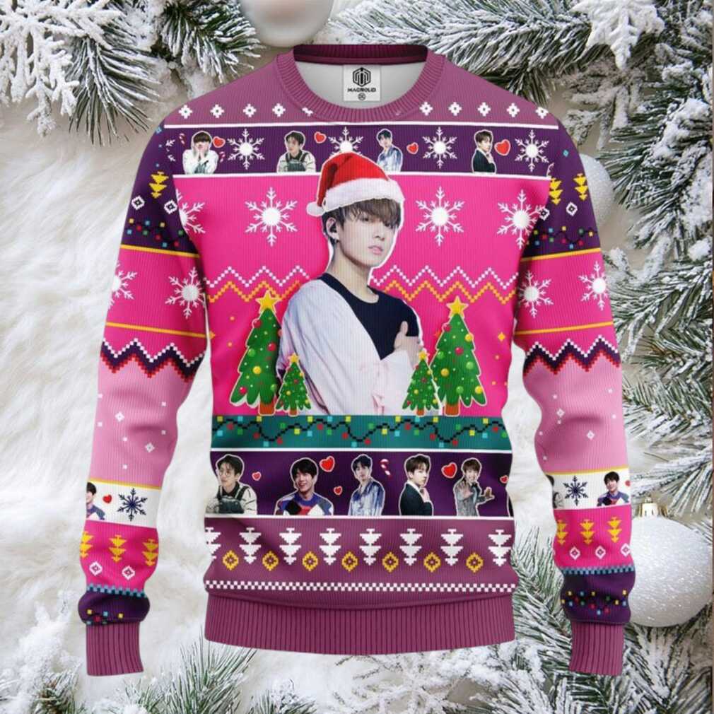 Jungkook Bts Ugly Christmas Sweater Pink Amazing Gift Idea Thanksgiving Gift