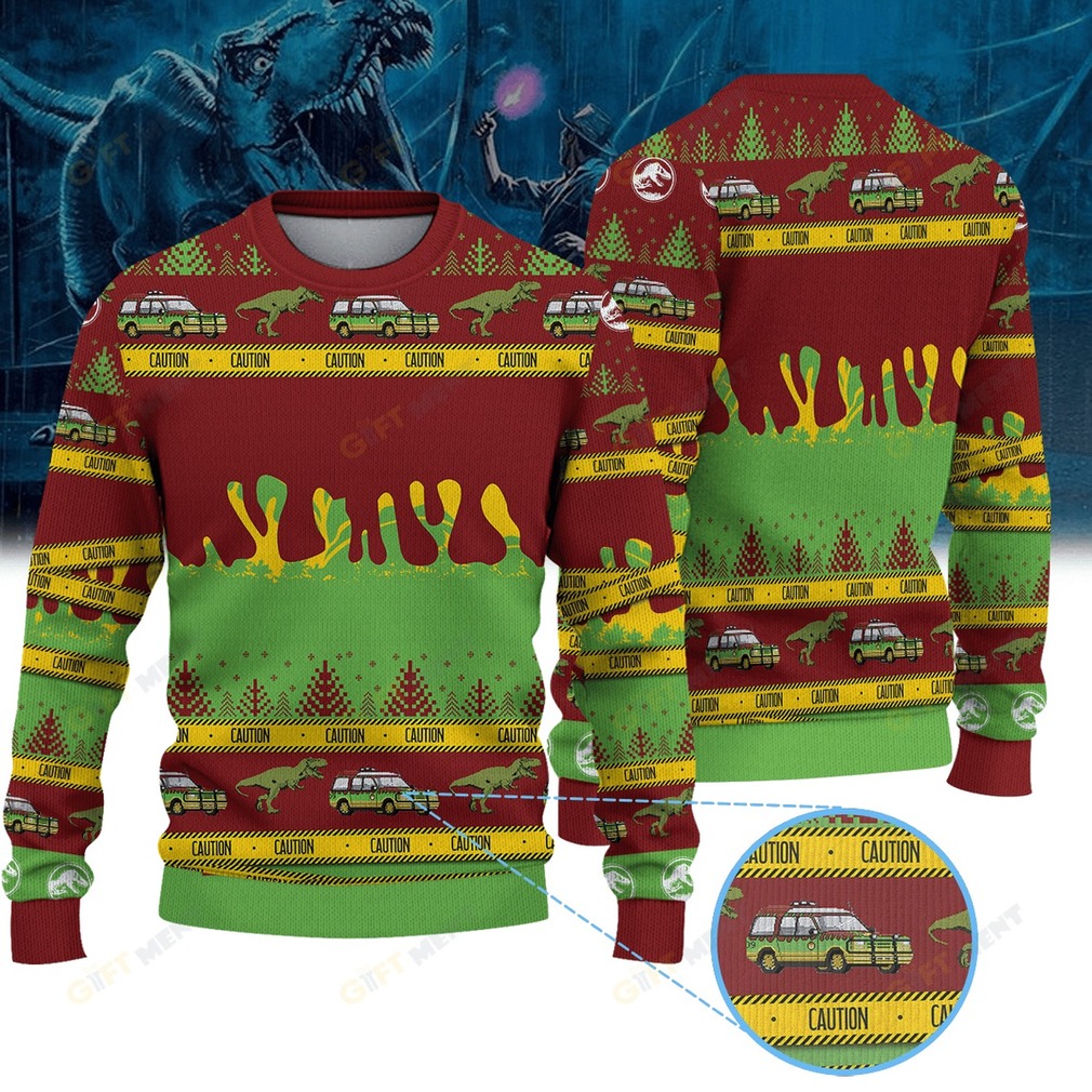 Jurassic Park Ford Explorer Ugly Christmas Sweater Official Edition Jurassic Park Ford Explorer Ugly Christmas Sweater Official Edition