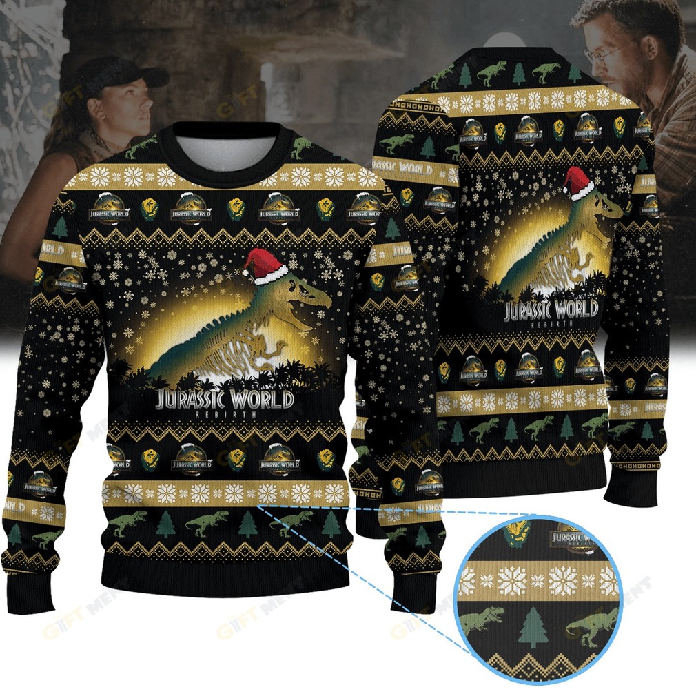Jurassic World Rebirth Ugly Christmas Sweater Official Edition lifestyle shot