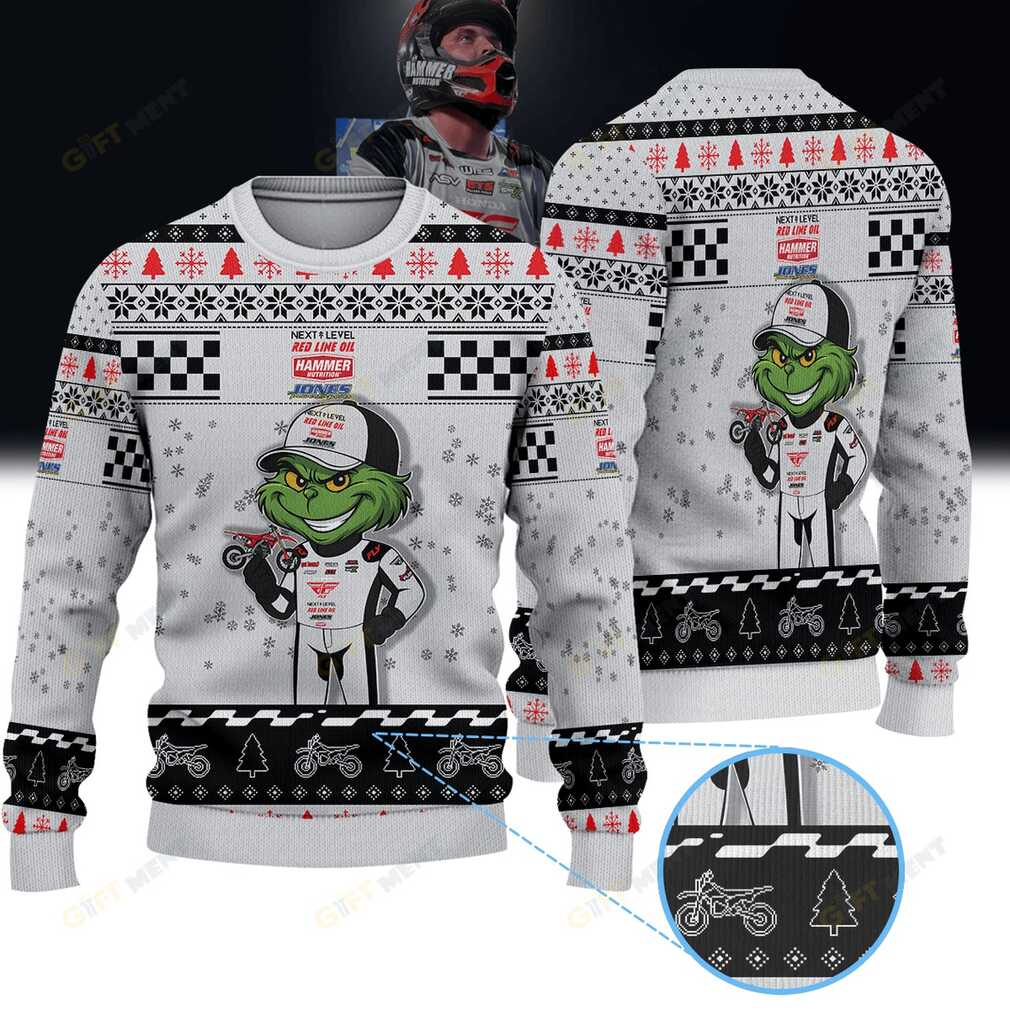 Justin Rodbell Grinch Ugly Christmas Sweater front view