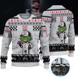 Justin Rodbell Next Level Redline Oil Hammer Nutrition Jones Powersports × Grinch Ugly Christmas Sweater