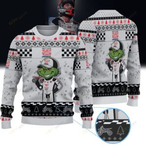 Justin Rodbell Next Level Redline Oil Hammer Nutrition Jones Powersports × Grinch Ugly Christmas Sweater