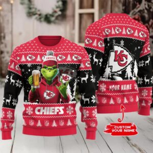 Kansas City Chiefs Grinch With Beer Ugly Christmas Sweater