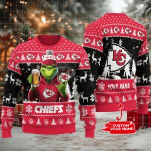 Kansas City Chiefs Grinch With Beer Ugly Christmas Sweater