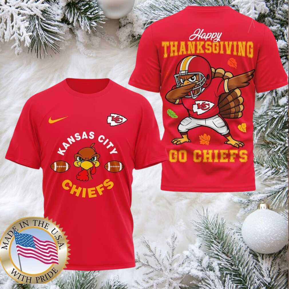 Kansas City Chiefs NFL Turkey Game Happy Thanksgiving Shirt back view