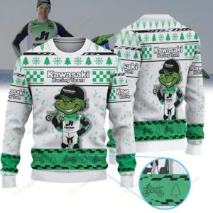 Kawasaki Racing Team × Grinch Ugly Christmas Sweater