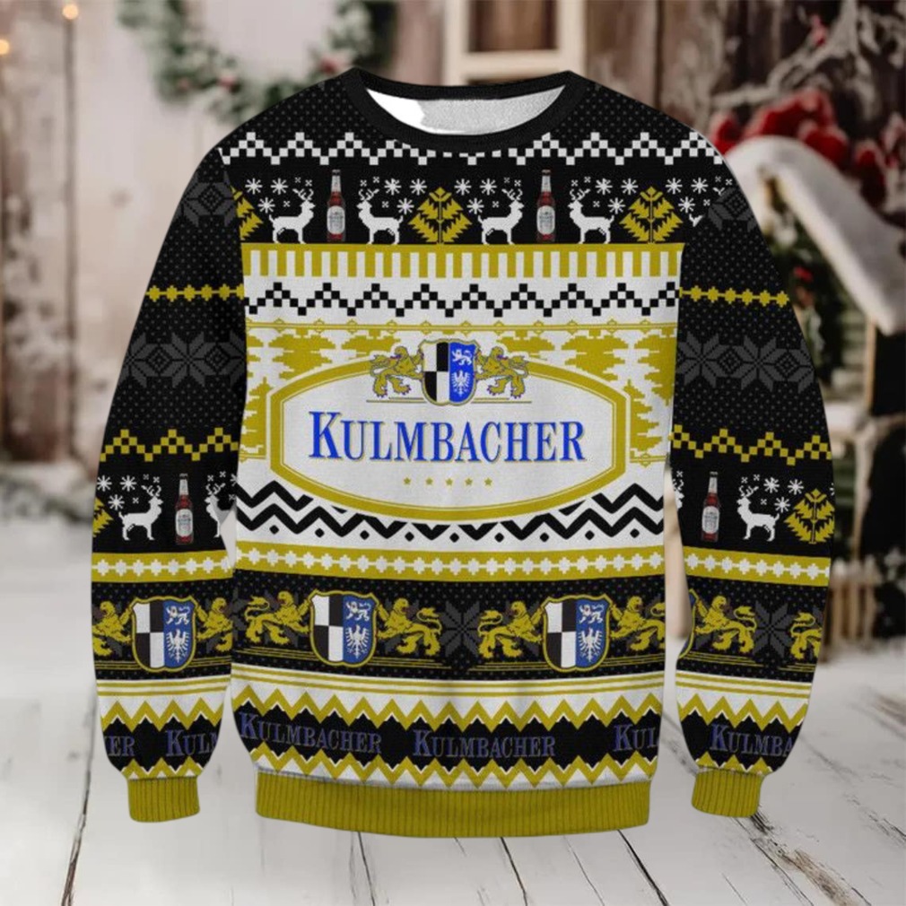 Close-up of Kulmbacher Beer Ugly Christmas Sweater 2025 design