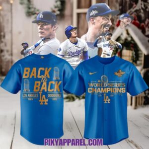 LA Dodgers Back To Back 2024 2025 World Series Jersey