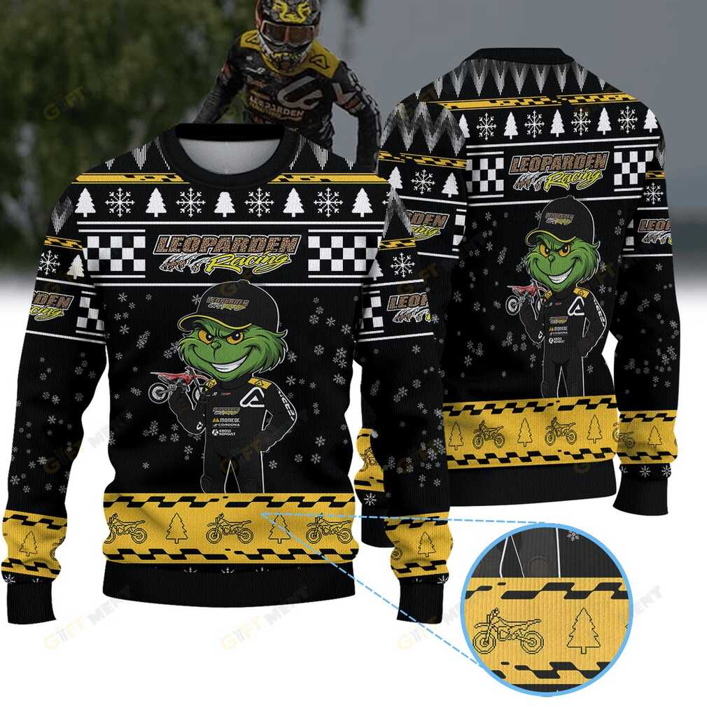 Leoparden Racing Grinch Ugly Christmas Sweater front view