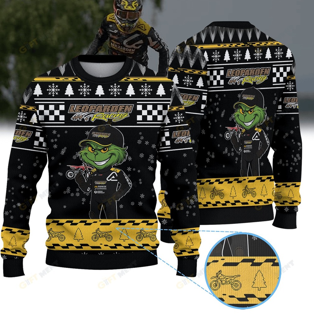 Leoparden Racing Grinch Ugly Christmas Sweater lifestyle shot