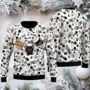 Life Is Better With Cat Ugly Christmas Sweater