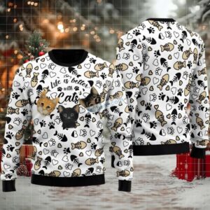 Life Is Better With Cat Ugly Christmas Sweater