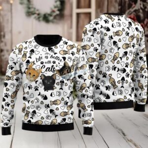 Life Is Better With Cat Ugly Christmas Sweater