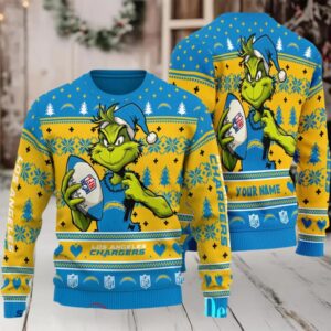 Los Angeles Chargers Grinch With Balls NFL Ugly Christmas Sweater