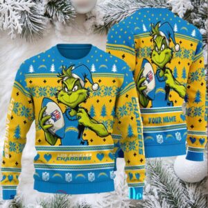 Los Angeles Chargers Grinch With Balls NFL Ugly Christmas Sweater
