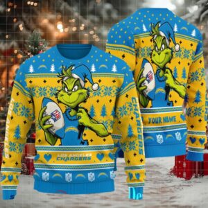 Los Angeles Chargers Grinch With Balls NFL Ugly Christmas Sweater