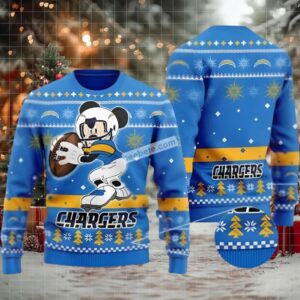 Los Angeles Chargers Mickey Mouse Ugly Christmas Sweater Plus Size Blue Los Angeles Chargers Mickey Mouse Ugly Christmas Sweater Plus Size Blue