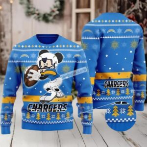 Los Angeles Chargers Mickey Mouse Ugly Christmas Sweater Plus Size Blue