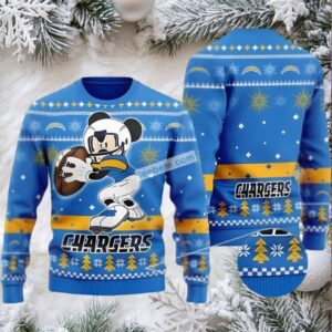 Los Angeles Chargers Mickey Mouse Ugly Christmas Sweater Plus Size Blue