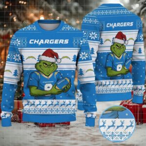 Los Angeles Chargers NFL Grinch Football Ugly Christmas Sweater
