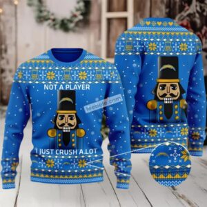 Los Angeles Chargers Not A Player I Just Crush Alot Ugly Sweater Christmas Party Blue