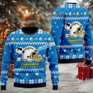 Los Angeles Chargers Snoopy Woodstock Funny Ugly Xmas Sweaters Blue