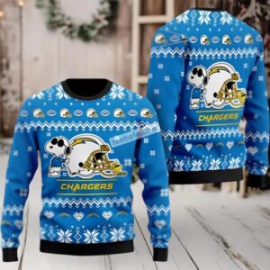 Los Angeles Chargers Snoopy Woodstock Funny Ugly Xmas Sweaters Blue
