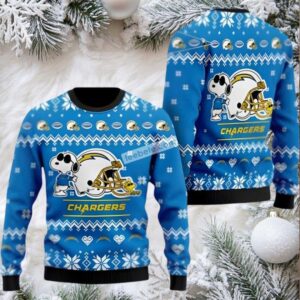 Los Angeles Chargers Snoopy Woodstock Funny Ugly Xmas Sweaters Blue